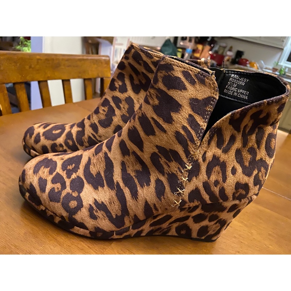 Cheetah print booties